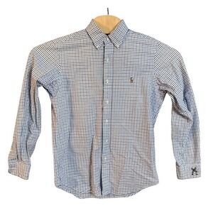Polo Ralph Lauren Mens Classic Fit Blue White Check Button Down Shirt Small S